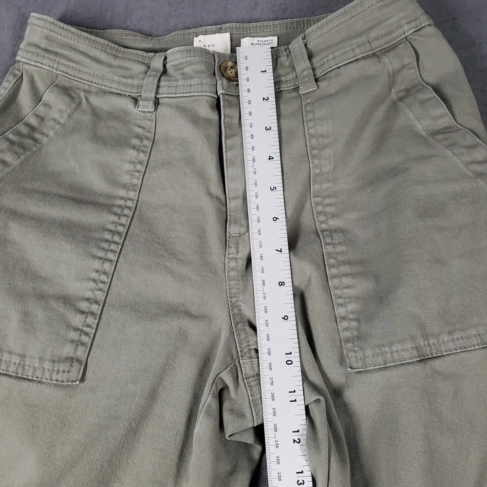 A New Day Pants Womens Size 2 Mint Green Cotton‎ Blend Wide Leg Cropped Relaxed